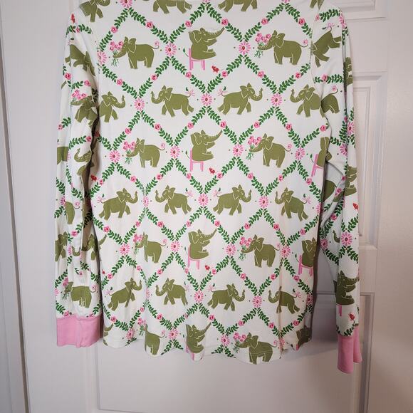 THE BEAUFORT BONNET COMPANY PAJAMA SET WOMENS SMALL PIMA PINK/GRN ELEPHANT PRINT - Picture 8 of 16
